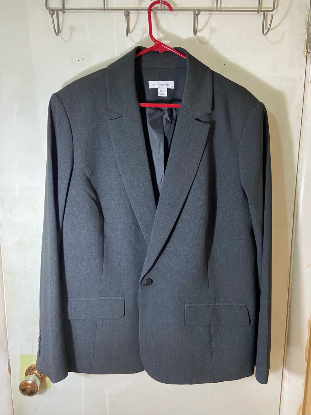Liz Claiborne Dark Charcoal Gray Single-Button Blazer